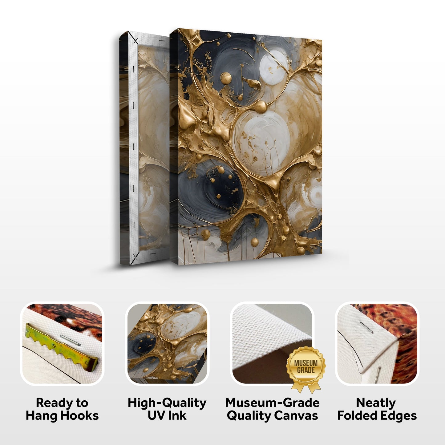 Black and Gold Splash Abstract Canvas Wall Art