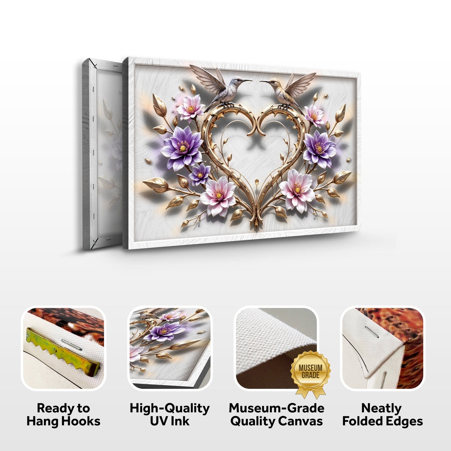 3D Hummingbirds Canvas Wall Art V