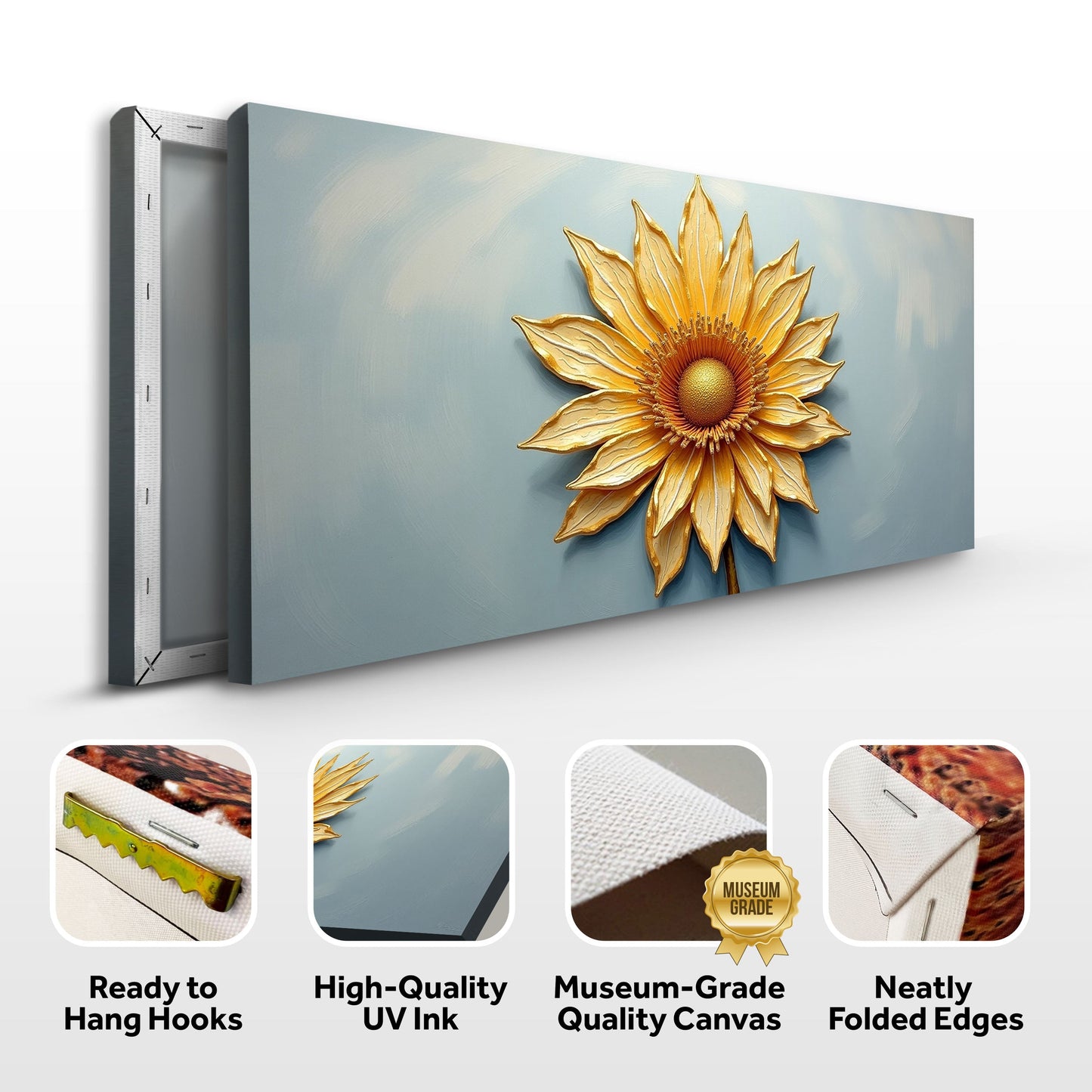 Golden Dandelion Minimalist Canvas Wall Art - Abstract Print