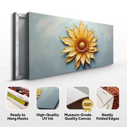 Golden Dandelion Minimalist Canvas Wall Art - Abstract Print