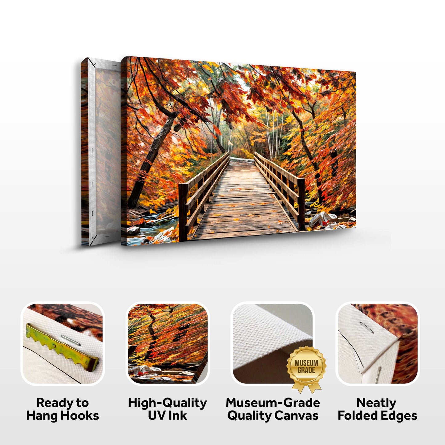 Crossing Autumn Landscape Canvas Wall Art