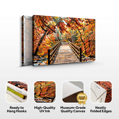 Crossing Autumn Landscape Canvas Wall Art