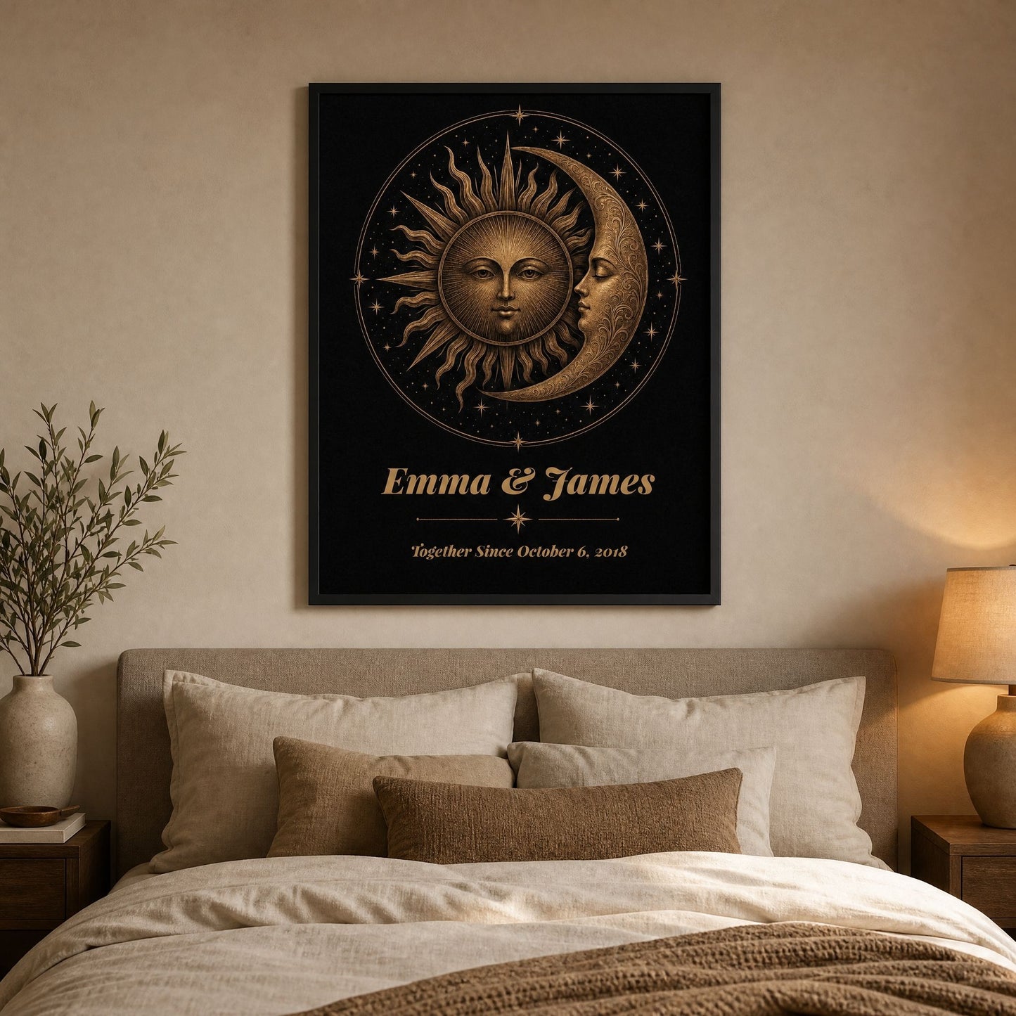 Personalized Sun & Moon Bronze Anniversary Print