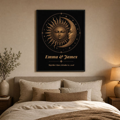 Personalized Sun & Moon Bronze Anniversary Print
