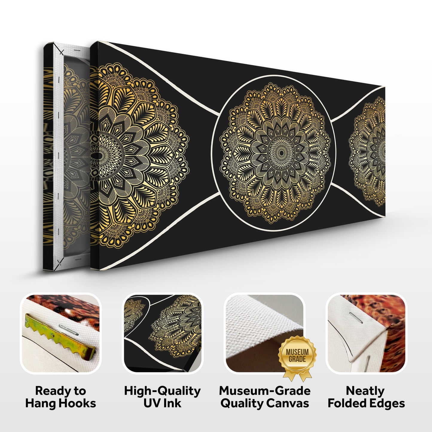 Gold Sacred Geometry Canvas Wall Art - Abstract Print