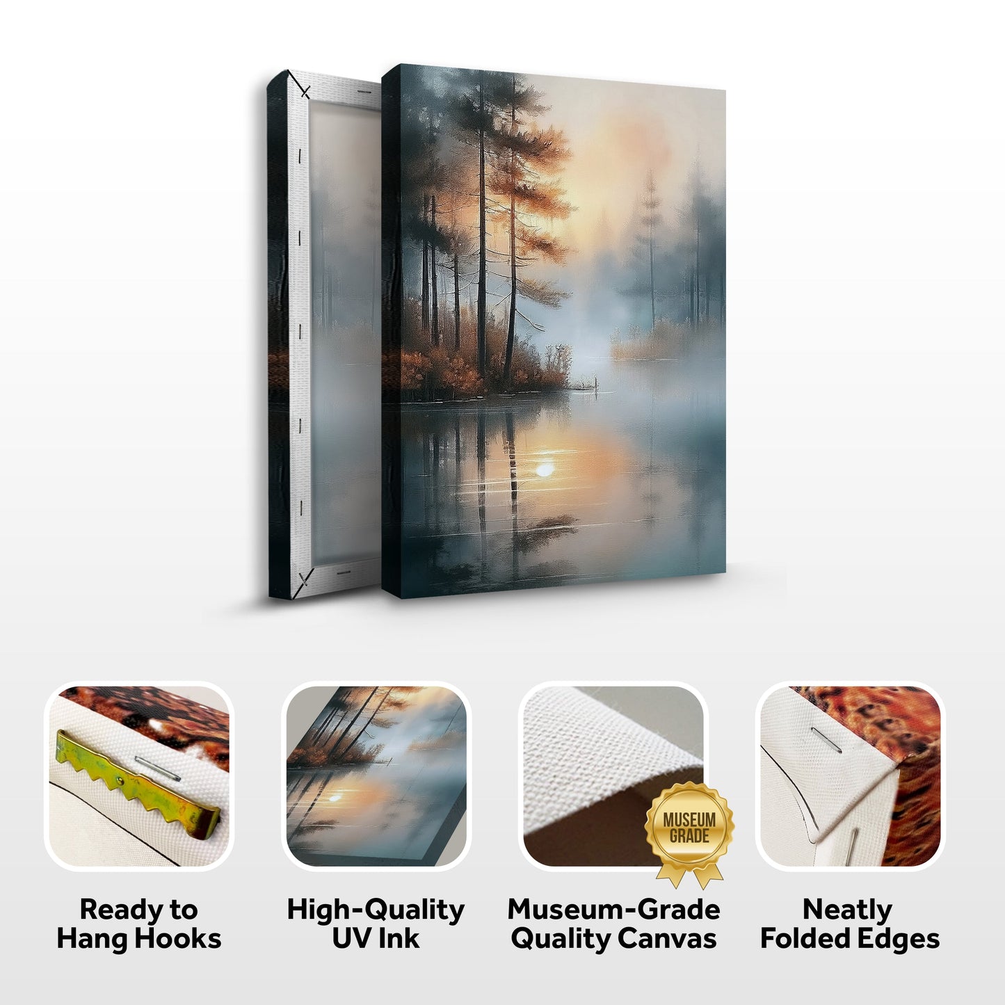 Misty Lake Landscape Canvas Wall Art