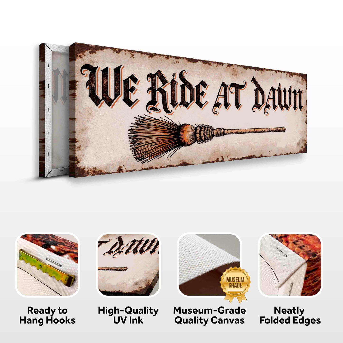 We Ride At Dawn Halloween Canvas Wall Sign