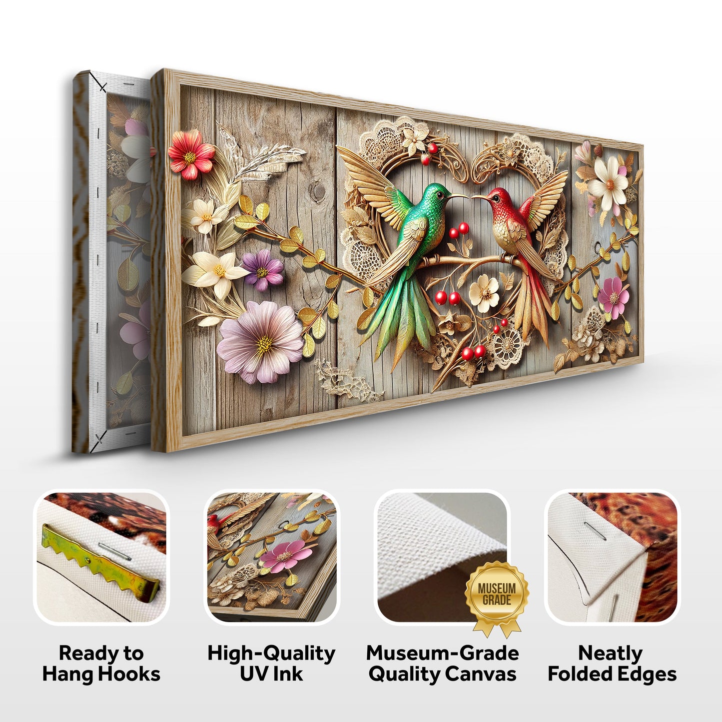 3D Hummingbirds Canvas Wall Art VII