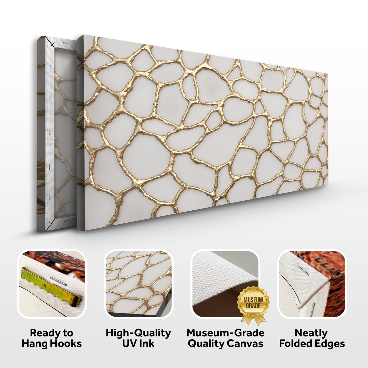 Golden Neurons Abstract Canvas Wall Art - Science Print