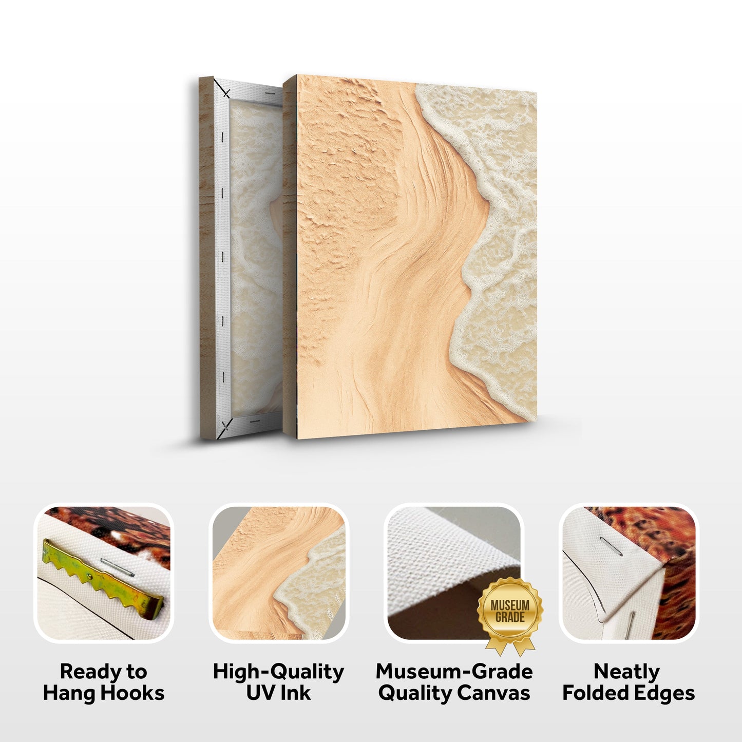 Beige Beach Coastal Canvas Wall Art