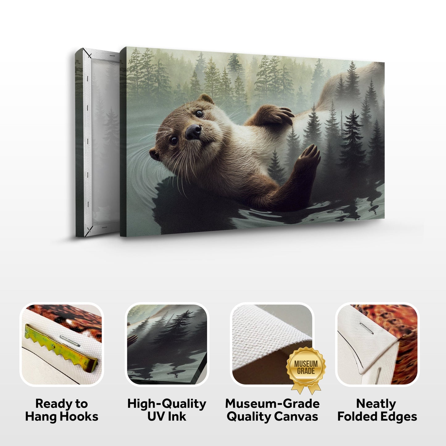 Otter Double Exposure Canvas Wall Art
