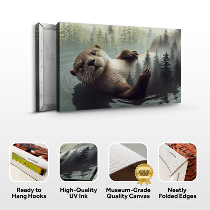 Otter Double Exposure Canvas Wall Art