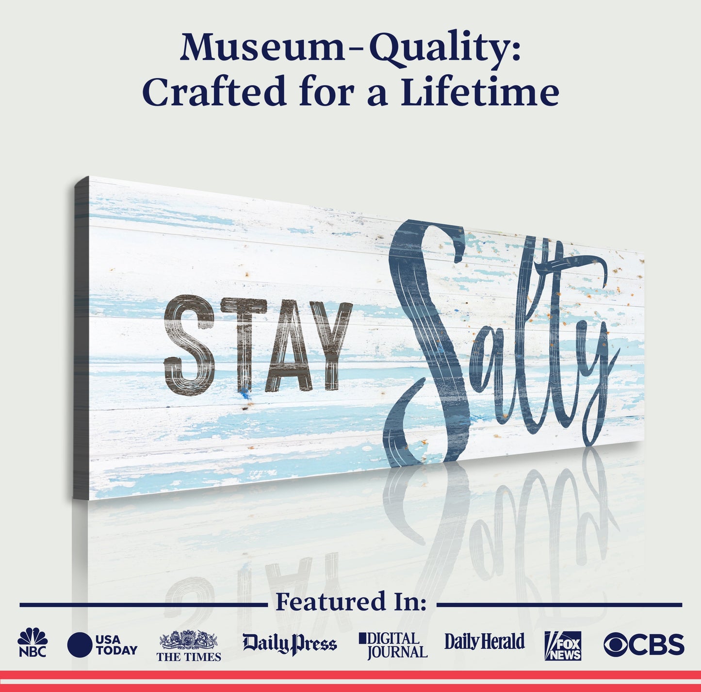 Stay Salty Coastal Wall Art Canvas Sign