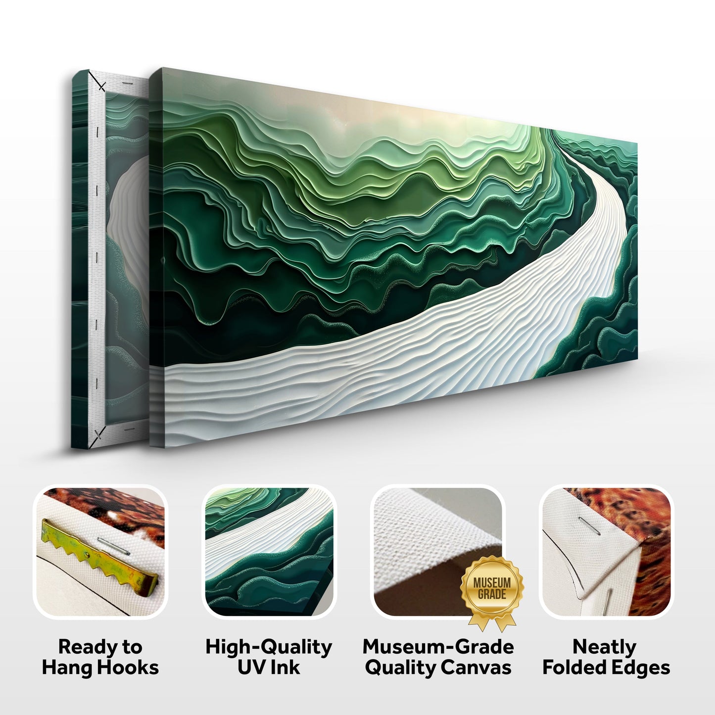 Green Rivers Abstract Canvas Wall Art