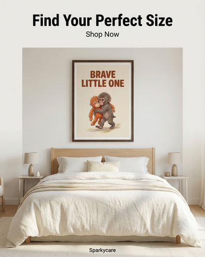 Brave Little One Monkey Poster - Bold Typography Framed Art