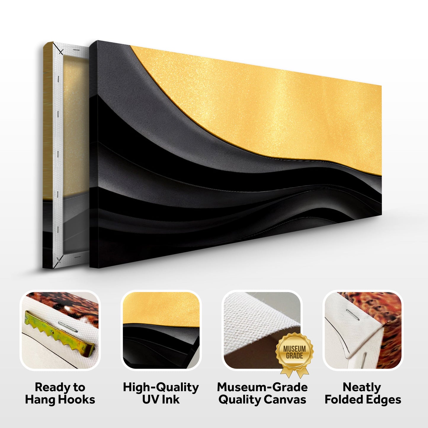 Black and Gold Minimalist Abstract Canvas Wall Art