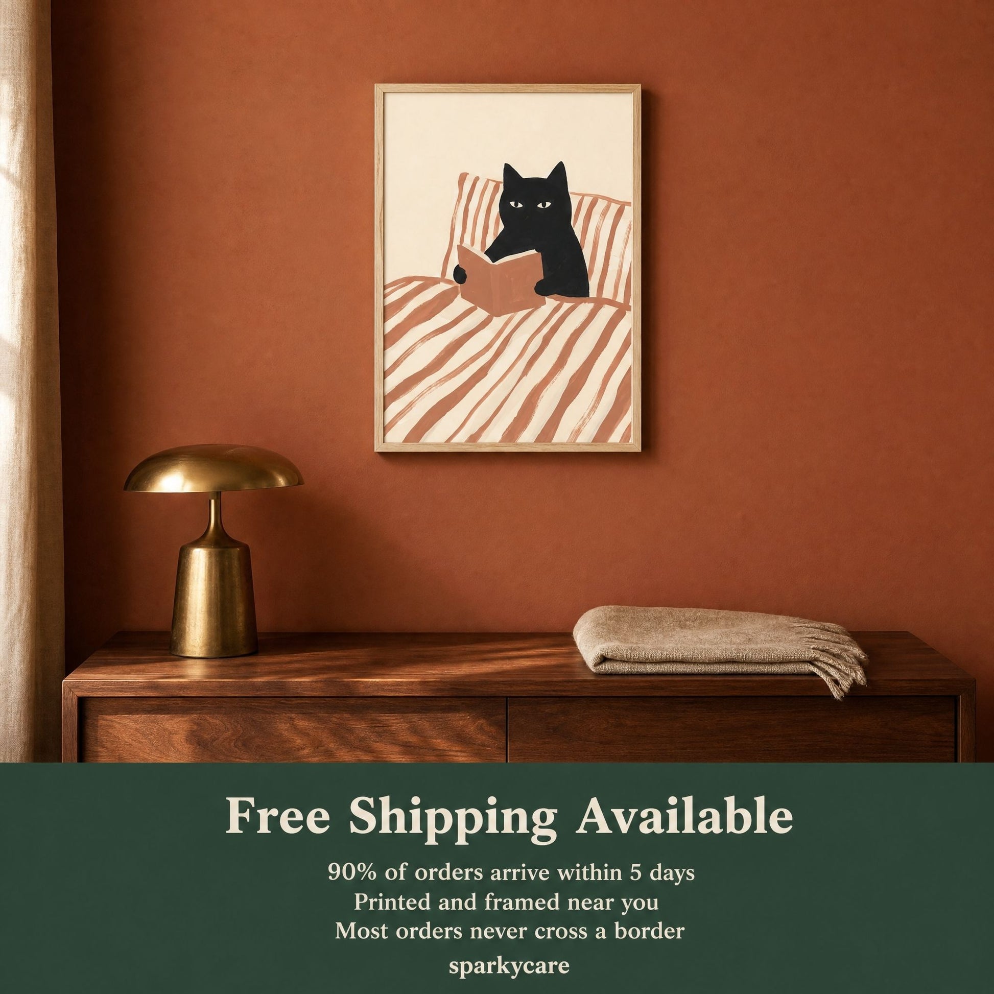 Framed cat wall art with free shipping available and most orders printed and framed near you