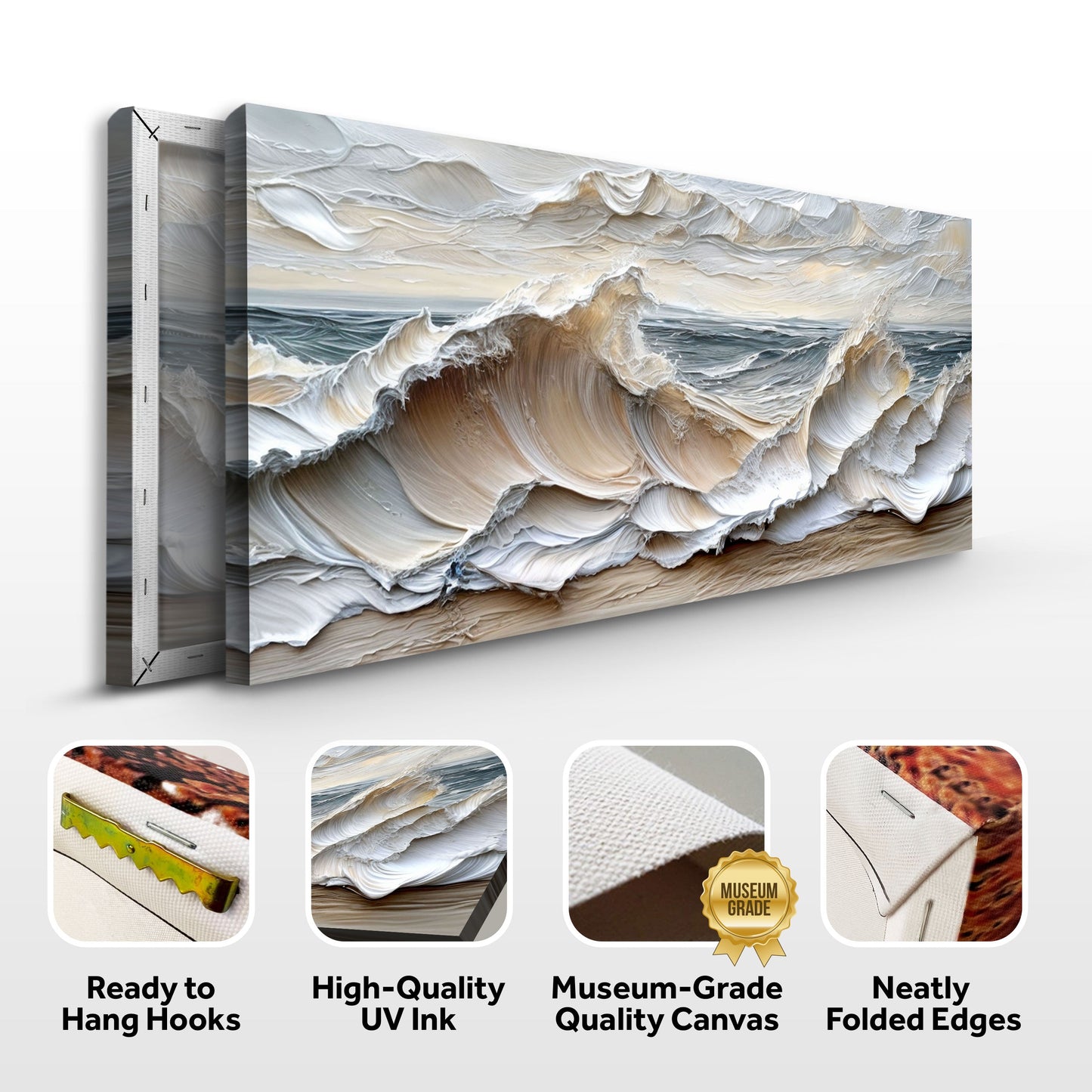 Ocean Waves Coastal Canvas Wall Art