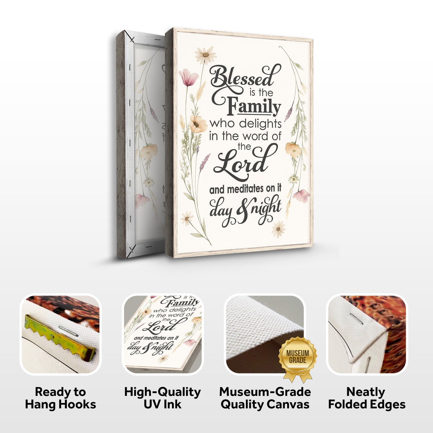 Blessed Is the Family Faith Canvas Wall Art