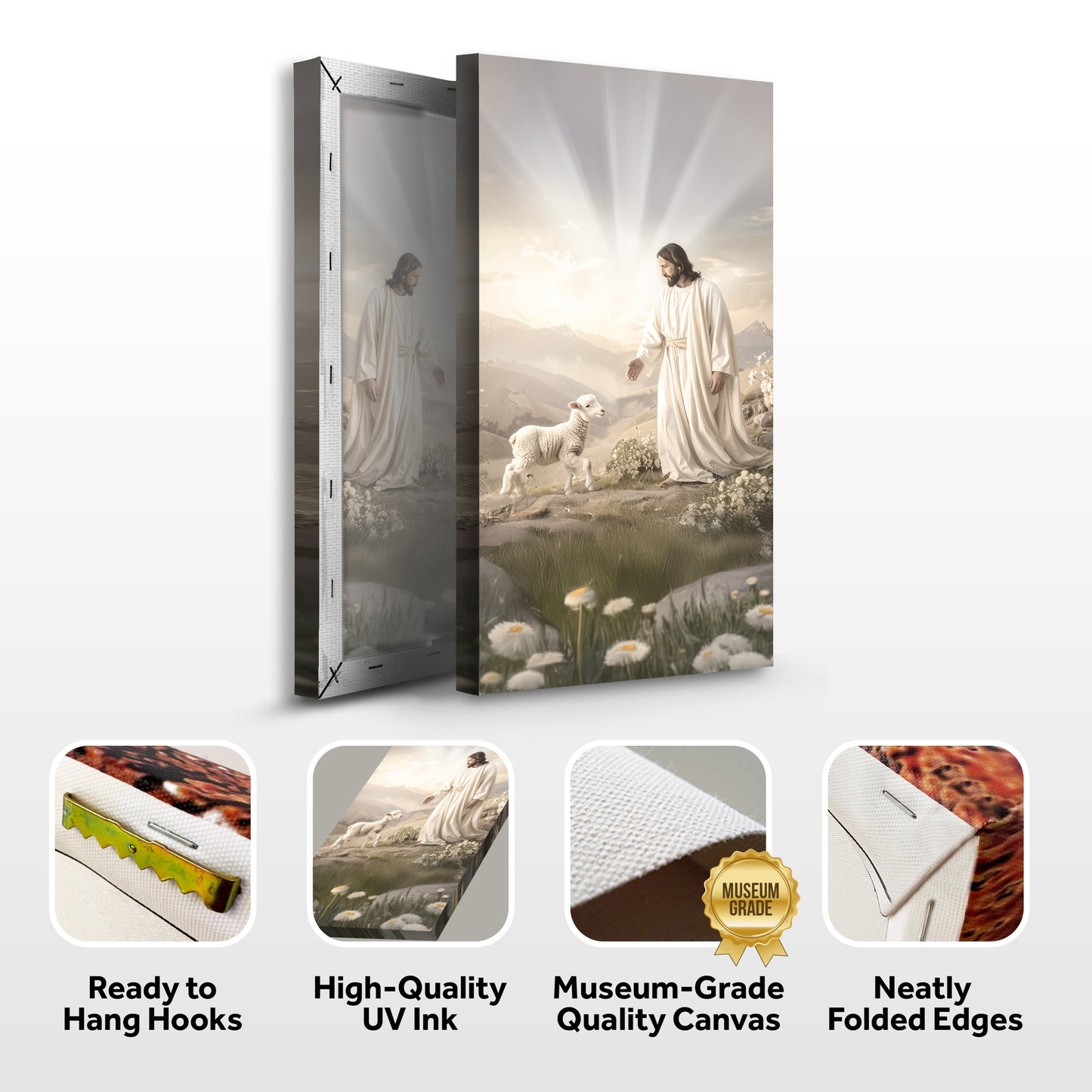 Jesus Shepherd Wolves Canvas Wall Art Faith Protection
