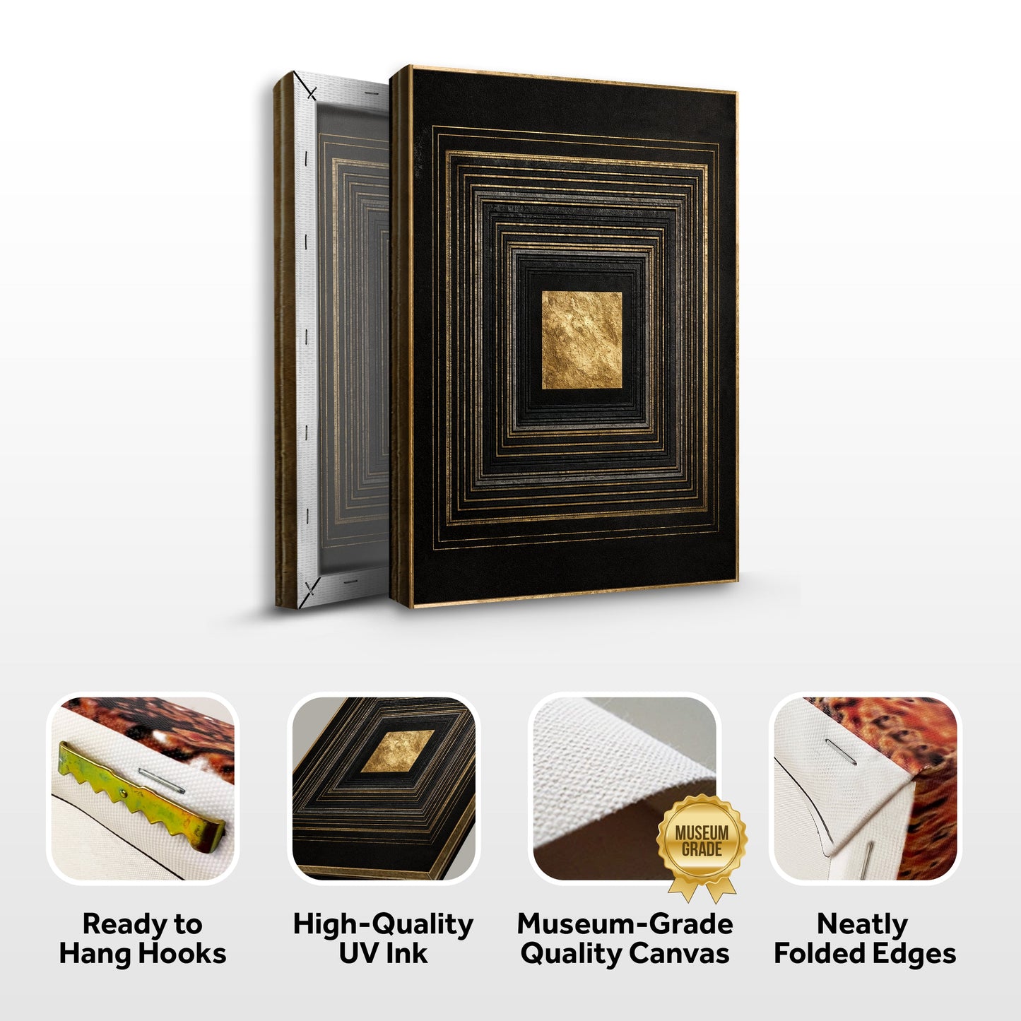 Black and Gold Core Abstract Canvas Wall Art