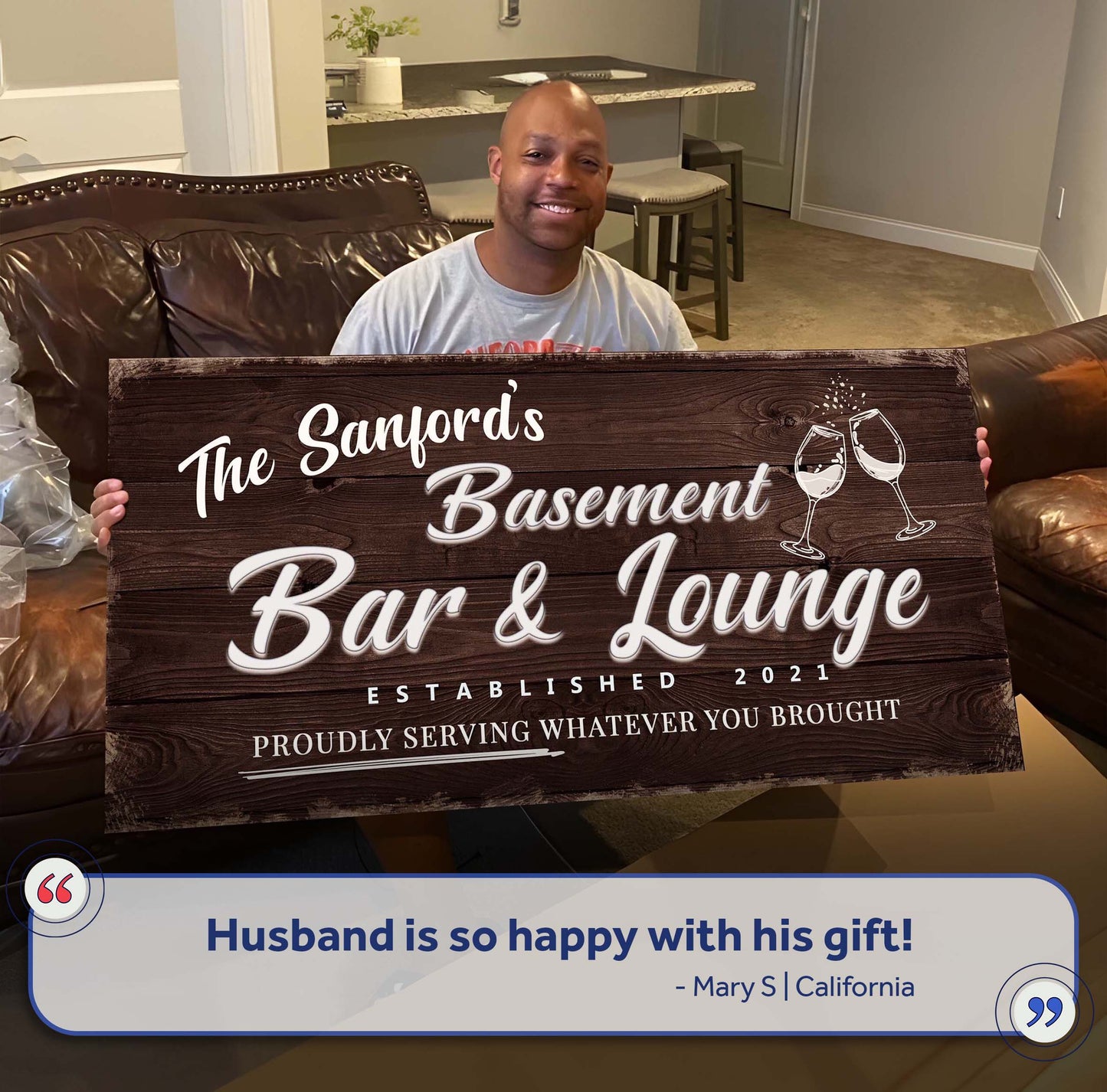 Basement Bar and Lounge Canvas Sign