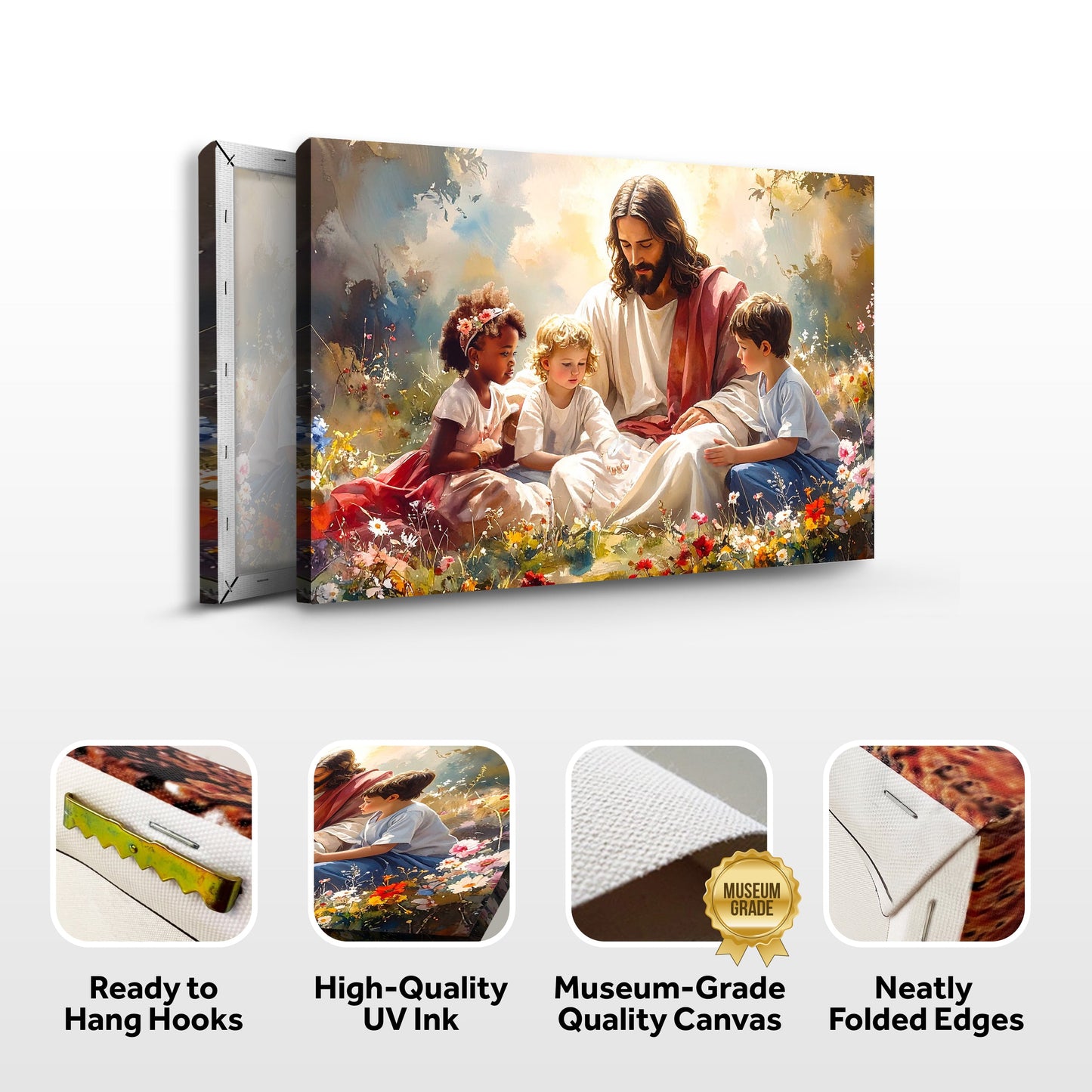 Jesus With Children Inspirational Canvas Wall Art