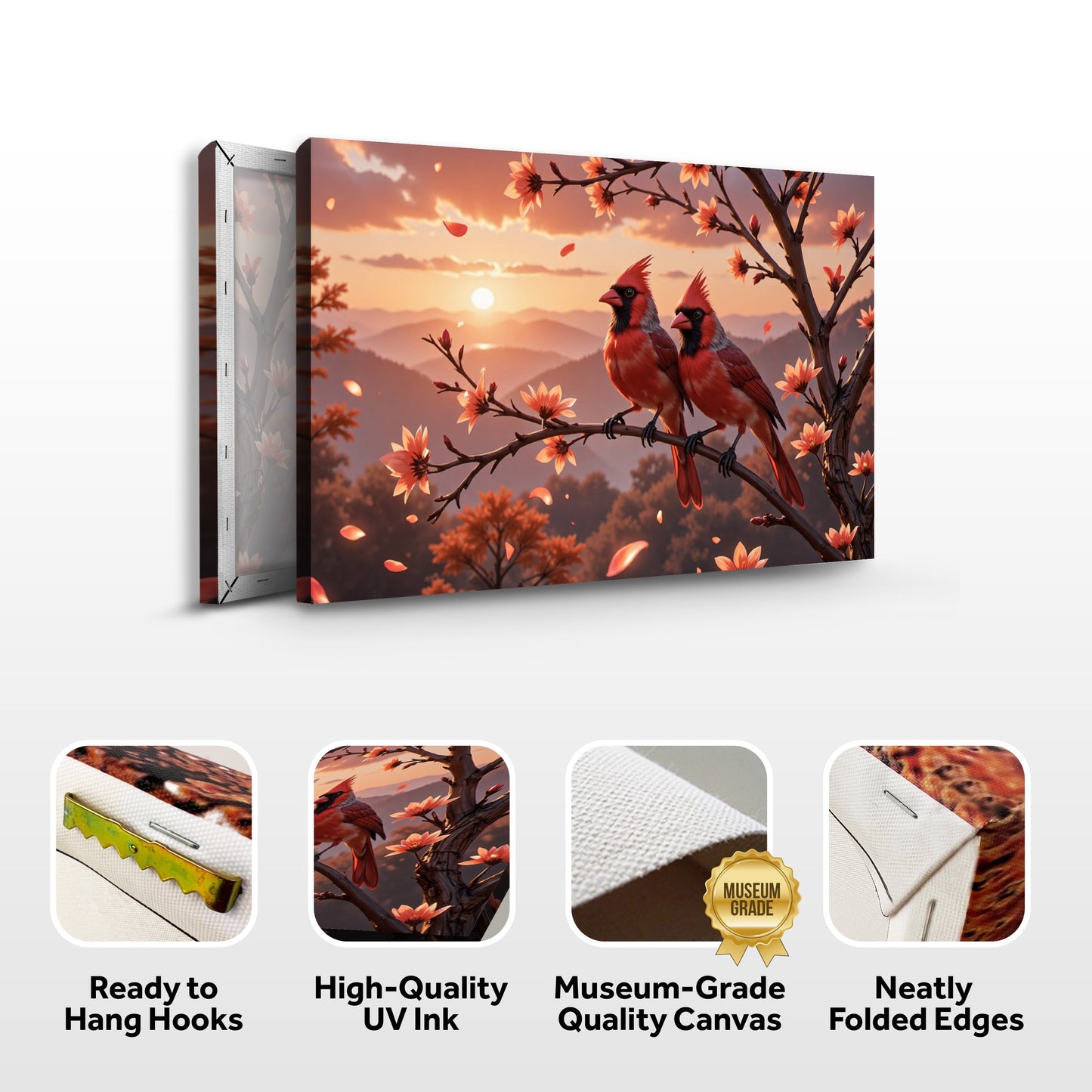 3D Cardinals Canvas Wall Art III