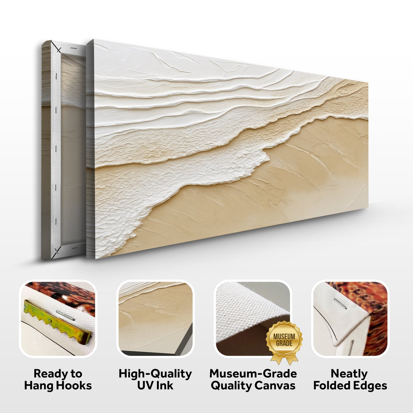 Neutral Ocean Waves Canvas Wall Art