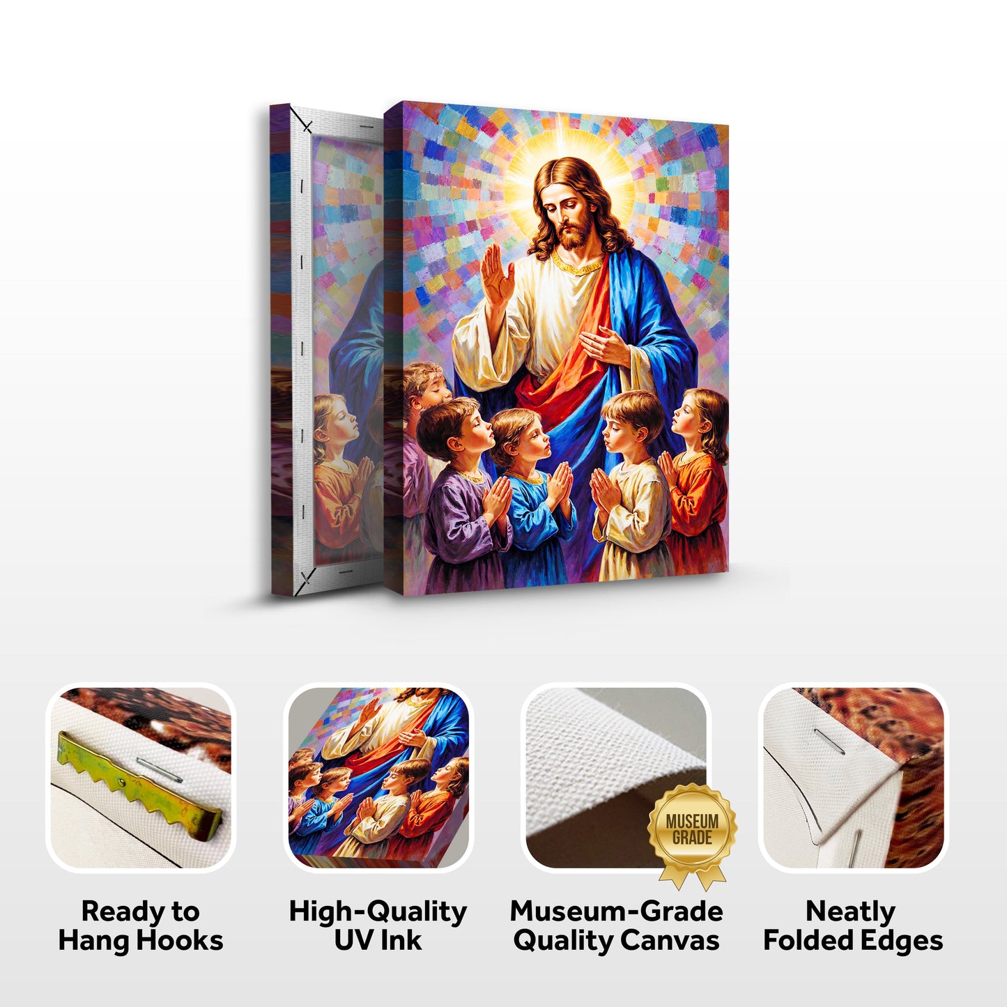Jesus Praying With Kids Faith Canvas Wall Art
