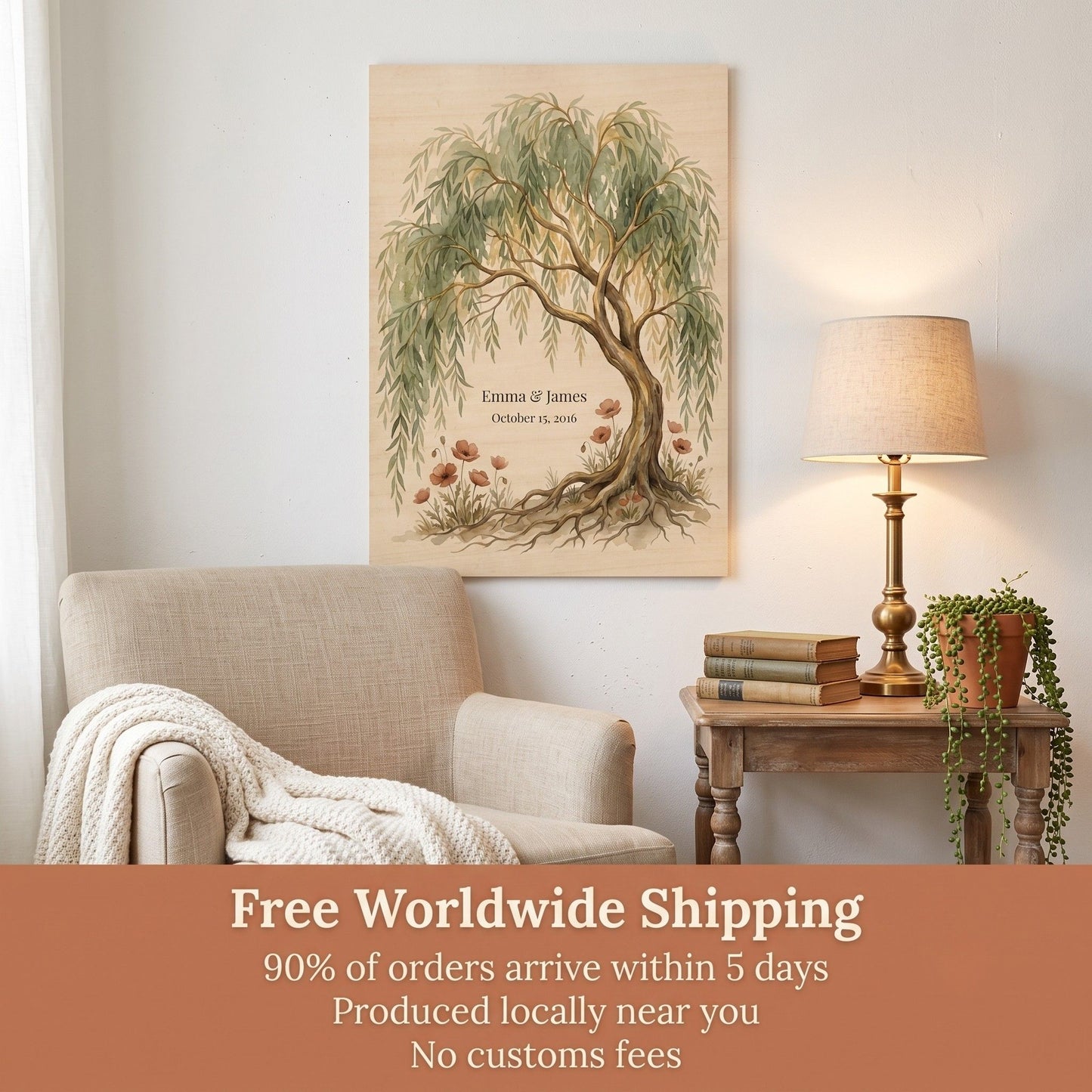 Personalized Willow Anniversary Wood Print