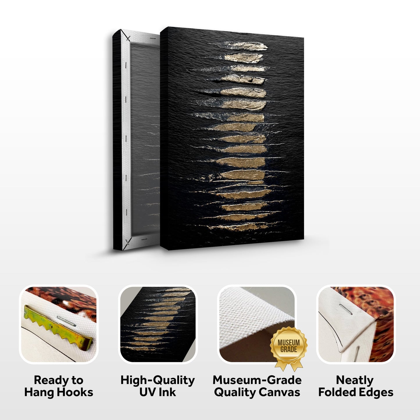 Black and Gold Abstract Minimalist Canvas Wall Art