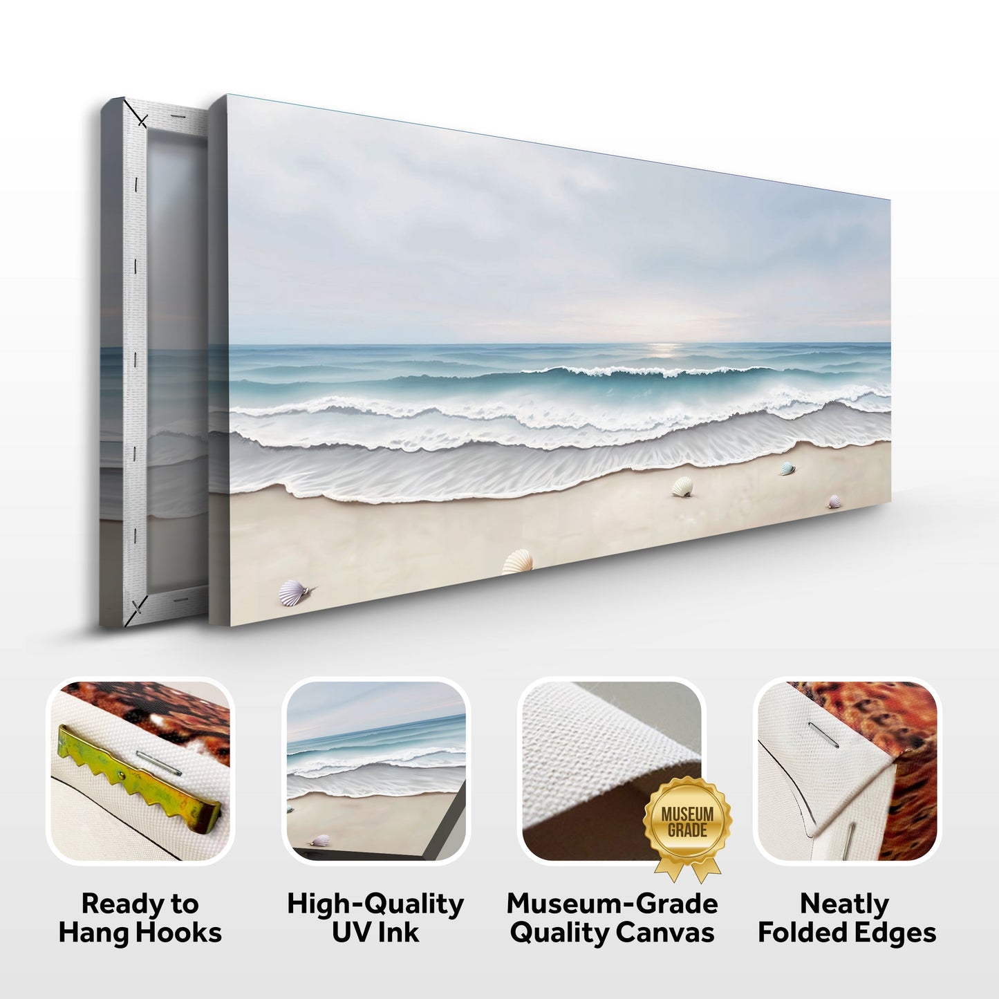 Serene Ocean Wave Coastal Canvas Wall Art