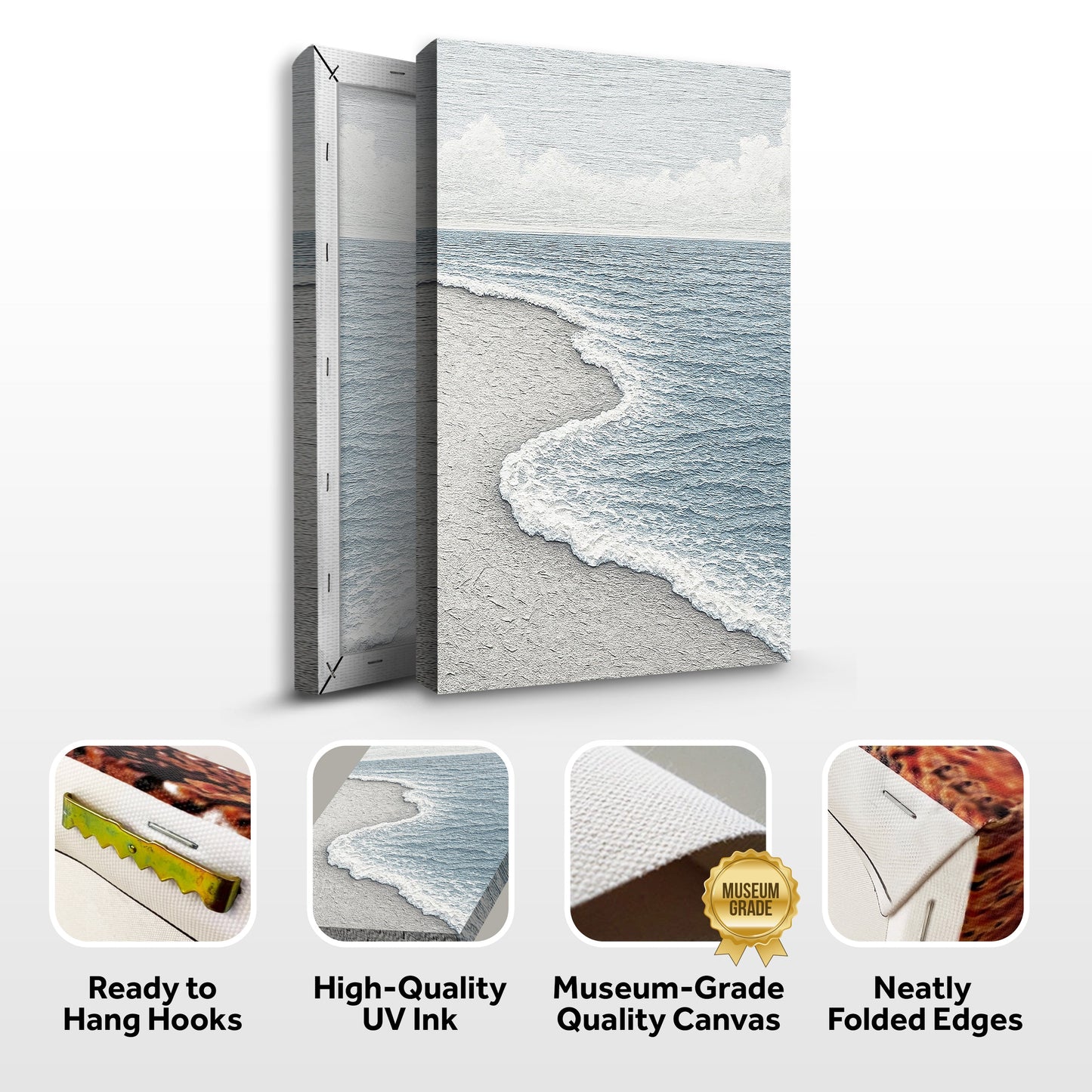 White Waves Abstract Canvas Wall Art