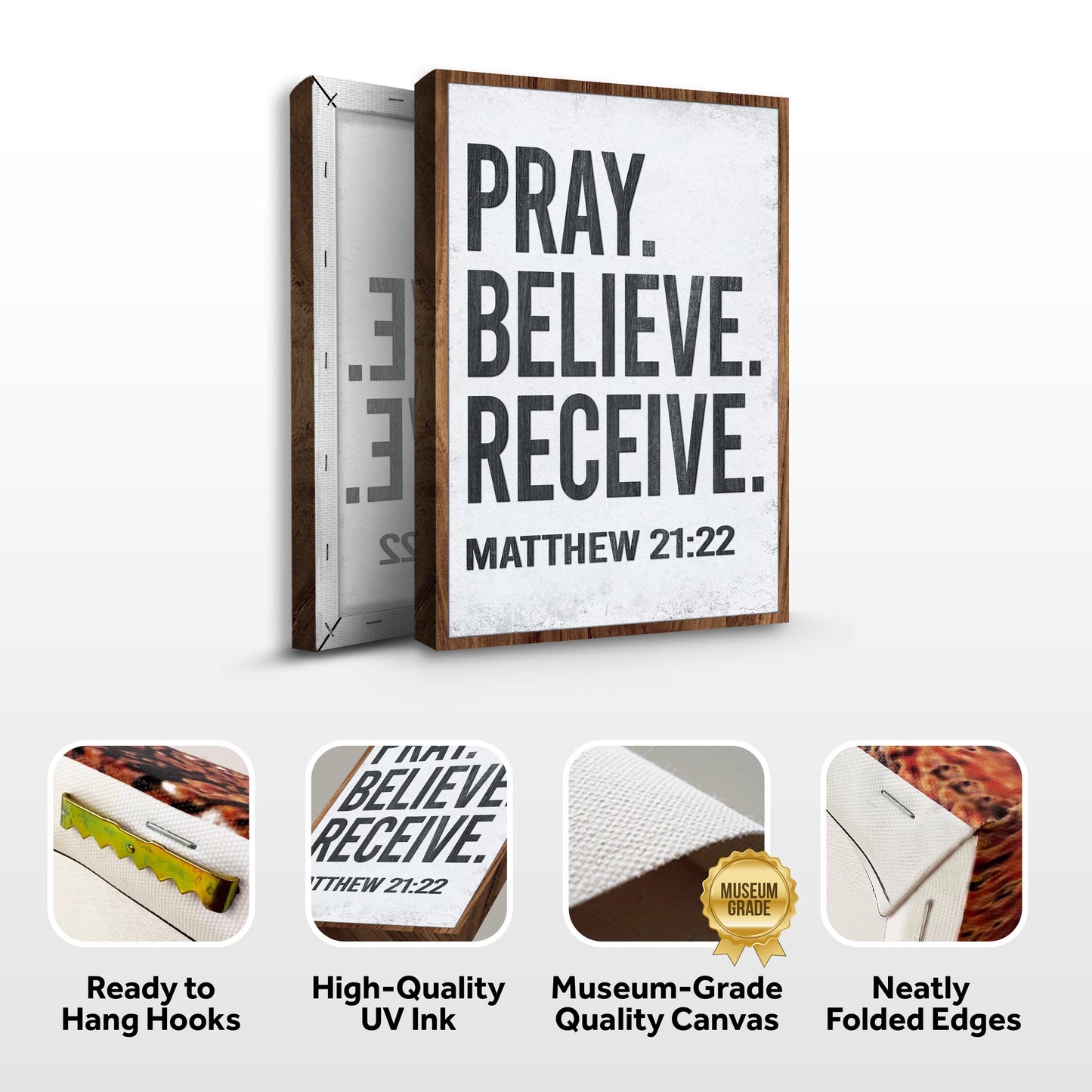Matthew 21:22 Pray Believe Receive Scripture Canvas Art