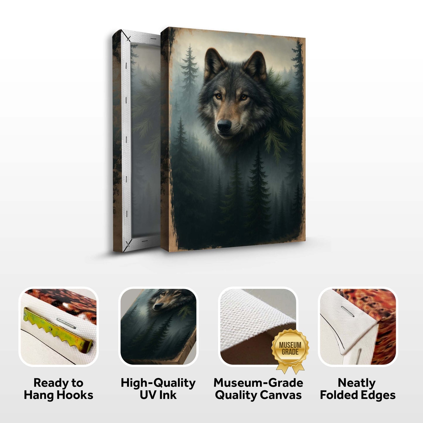 Wolf Double Exposure Canvas Wall Art V
