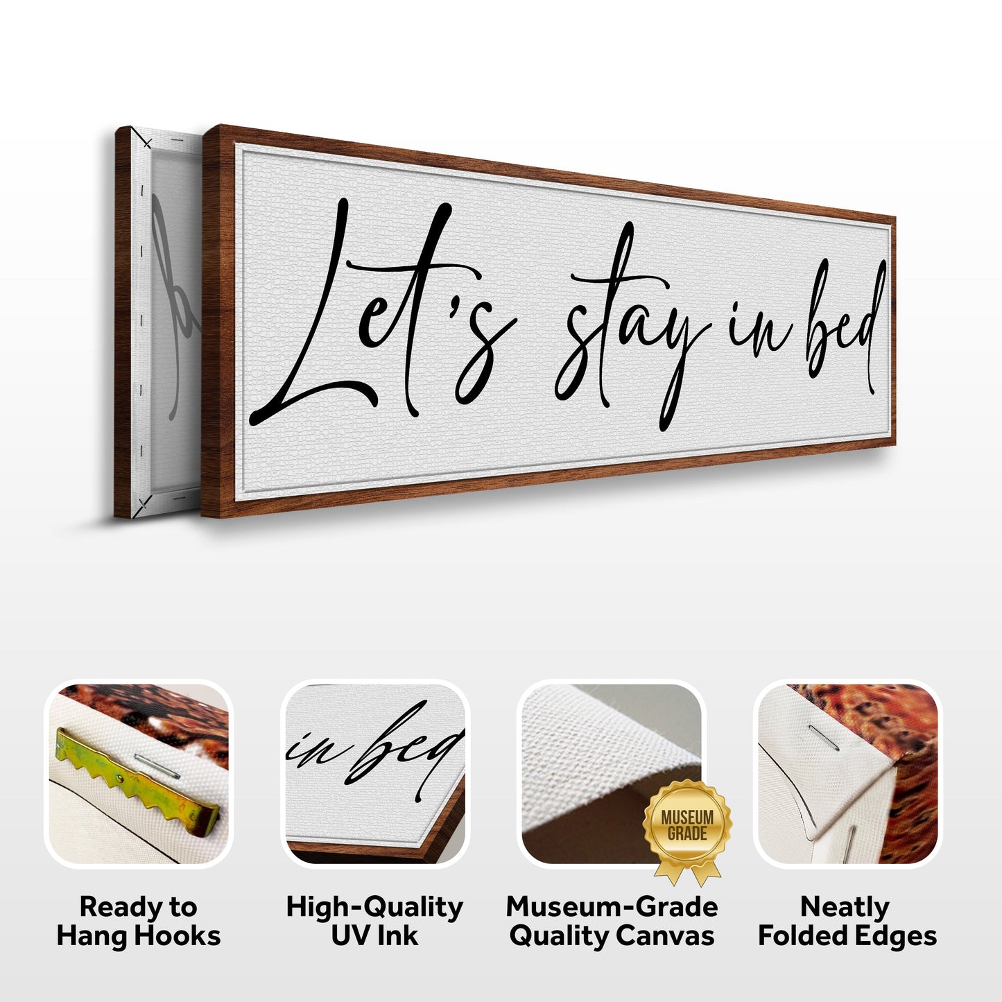 Let's Stay in Bed Bedroom Canvas Wall Art