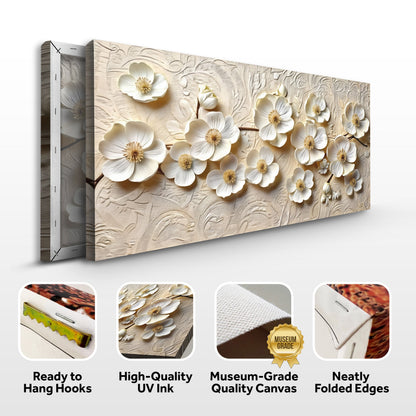 White Blossom Serenade Floral Canvas Wall Art