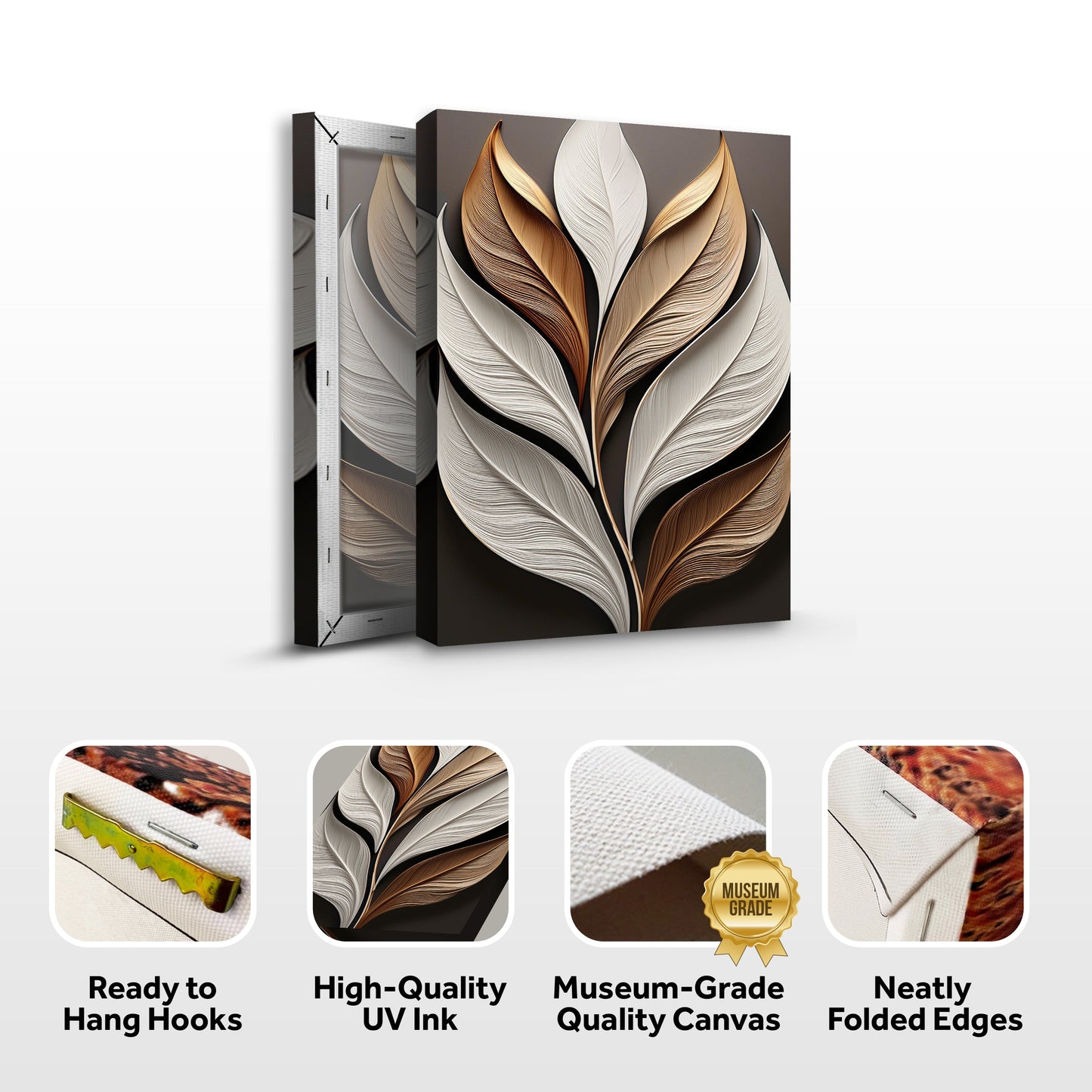 Elegant 3D Leaf Canvas Wall Art