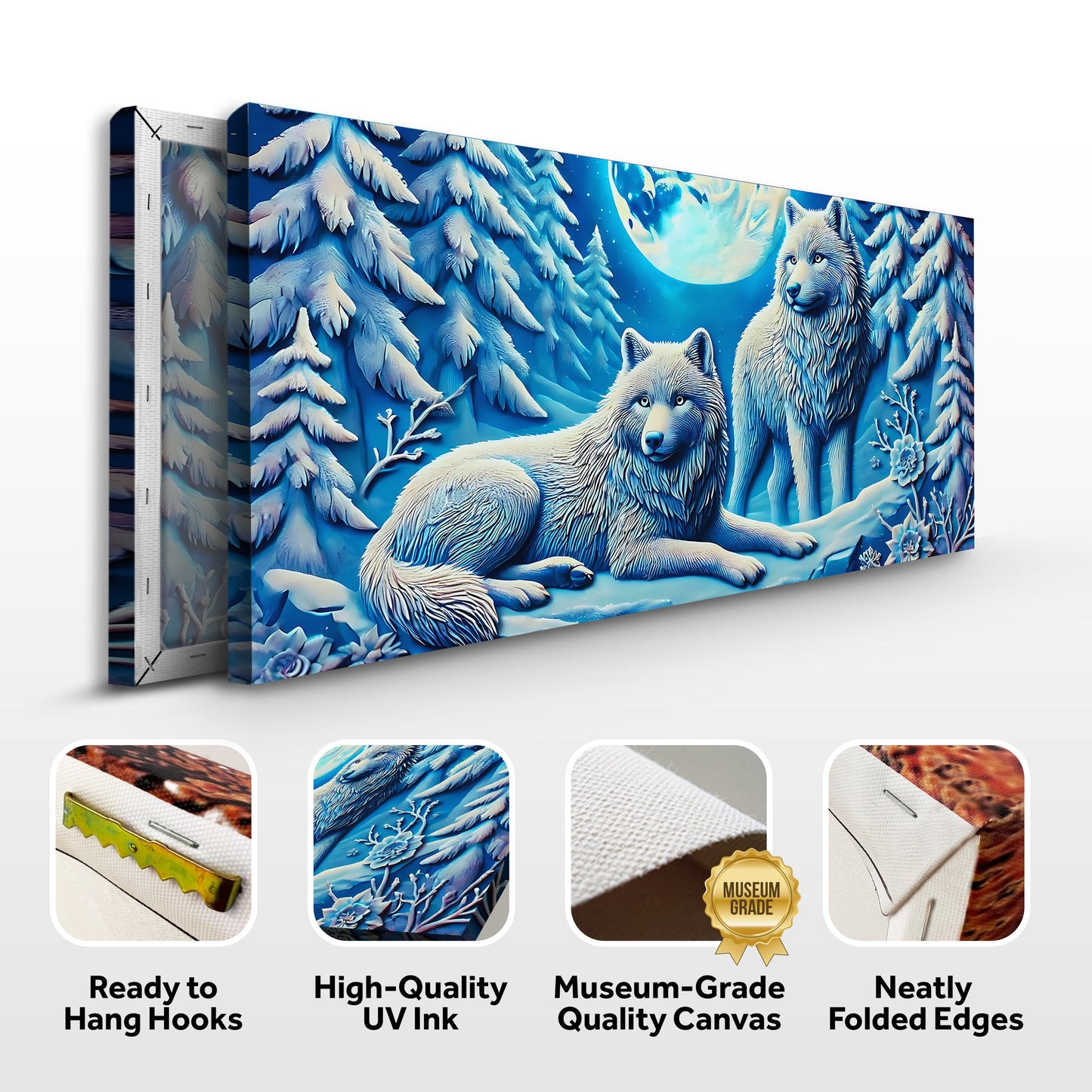 3D Wolves Canvas Wall Art Print