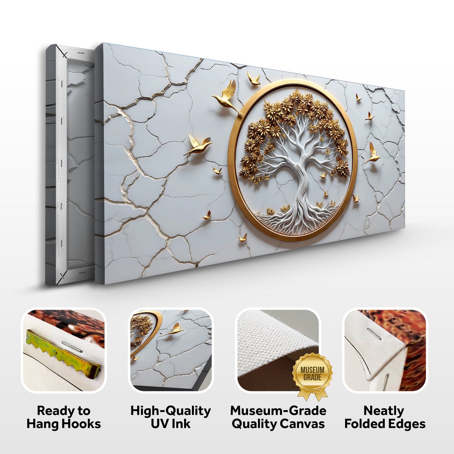 3D Celtic Tree of Life Canvas Wall Art White