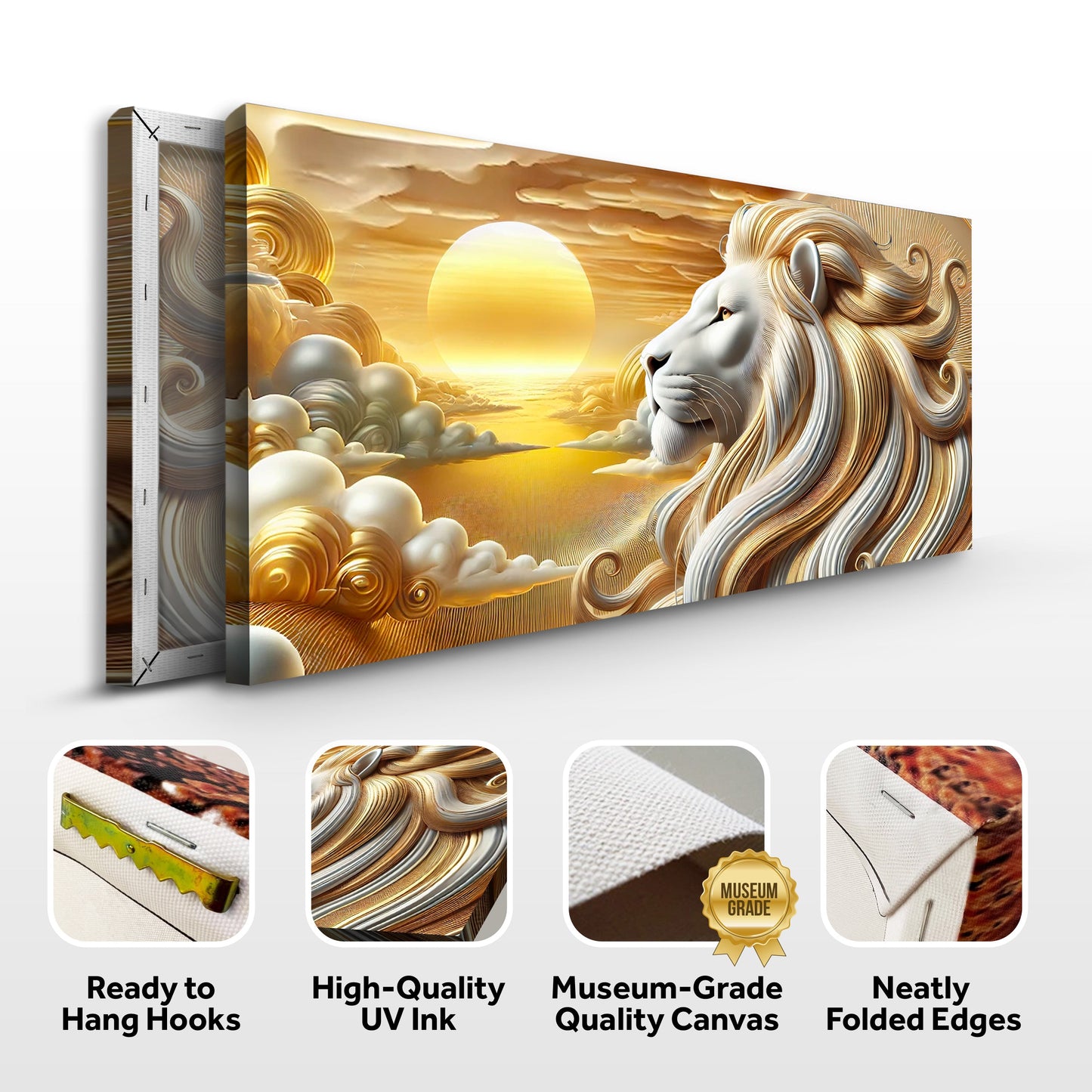 3D Majestic Lion Canvas Wall Art V