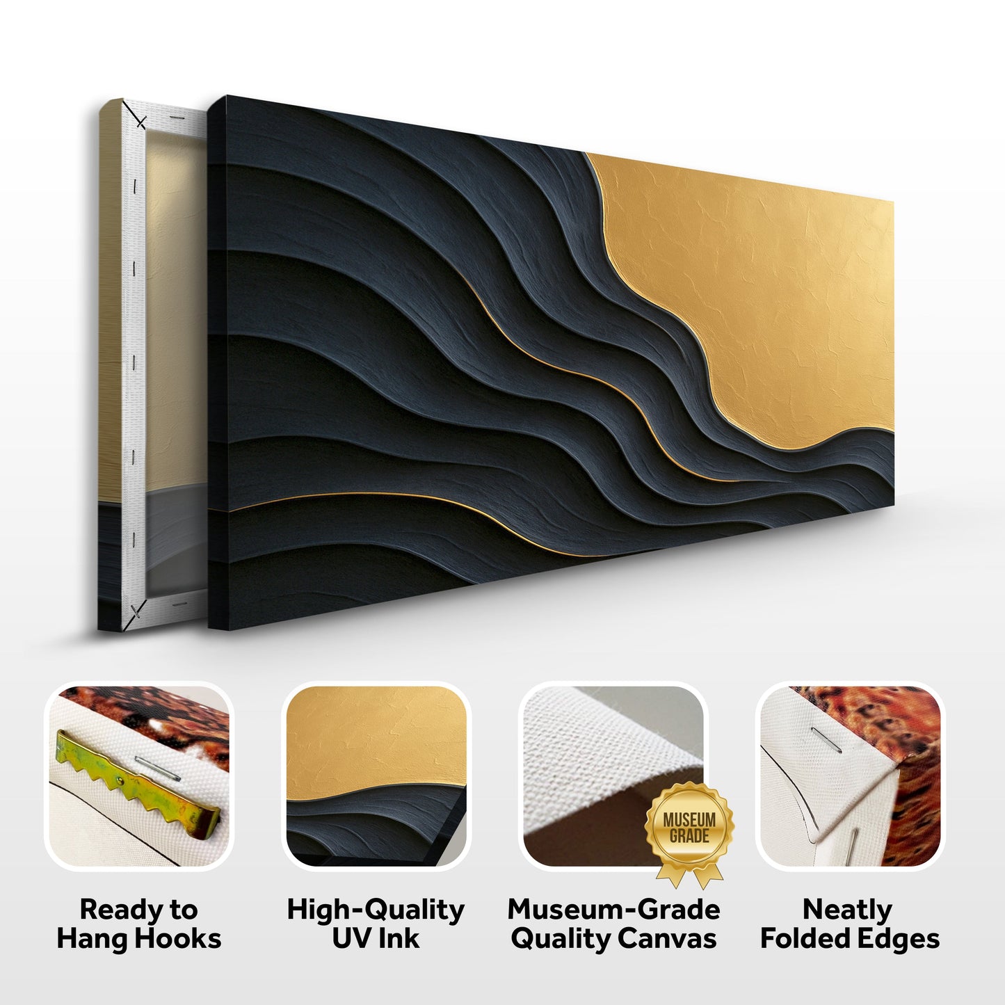 Black and Gold Minimalist Abstract Canvas Wall Art