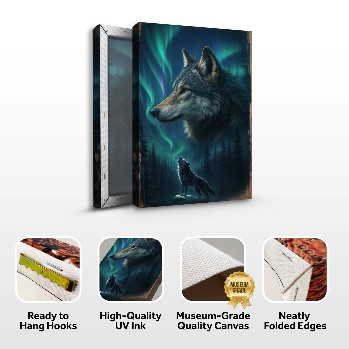Wolf Double Exposure Canvas Wall Art IV