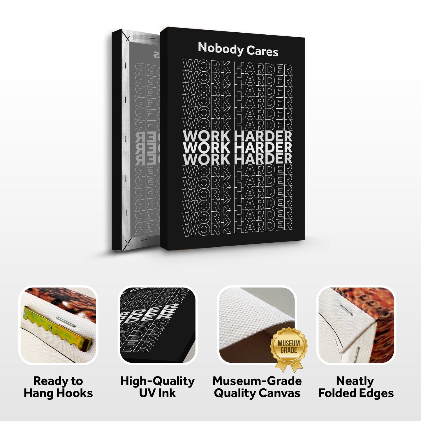 Work Harder Motivational Canvas Wall Sign