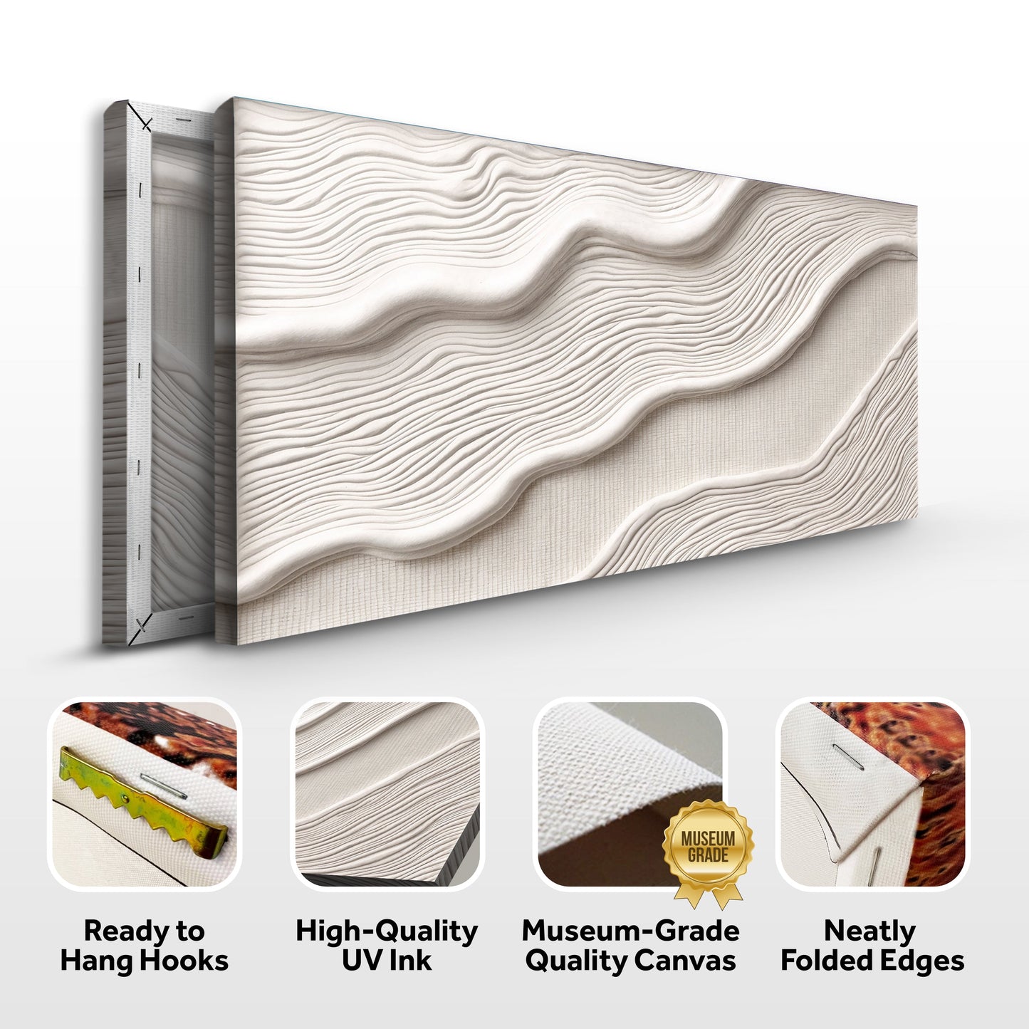 Ivory Abstract Canvas Wall Art Horizontal