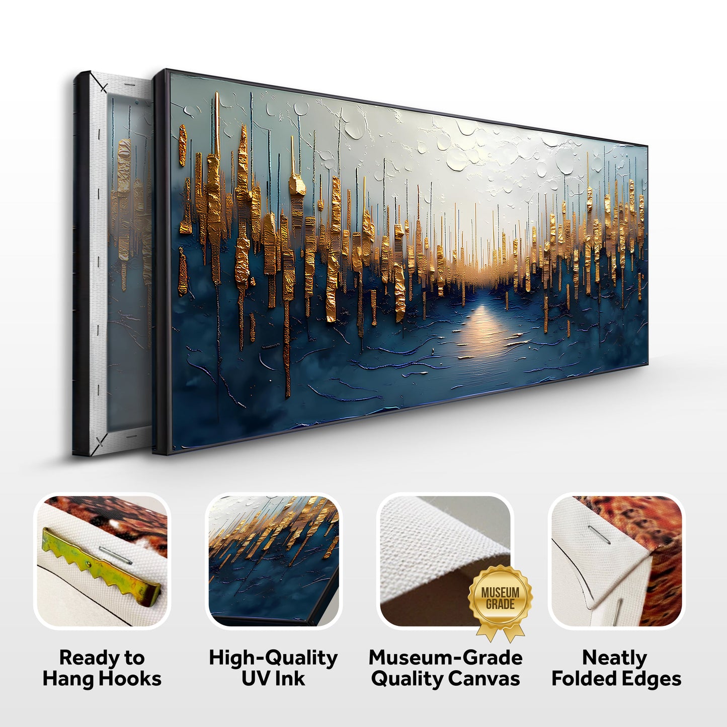 Golden Forest Reflection Abstract Canvas Wall Art