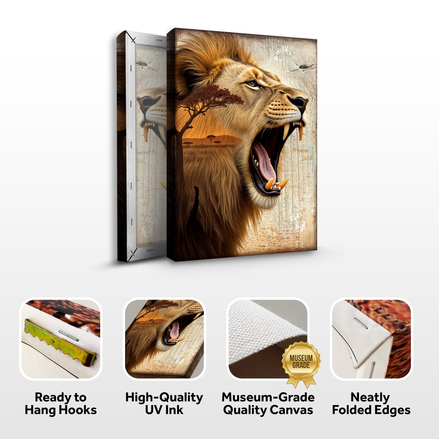 Lion Double Exposure Canvas Wall Art