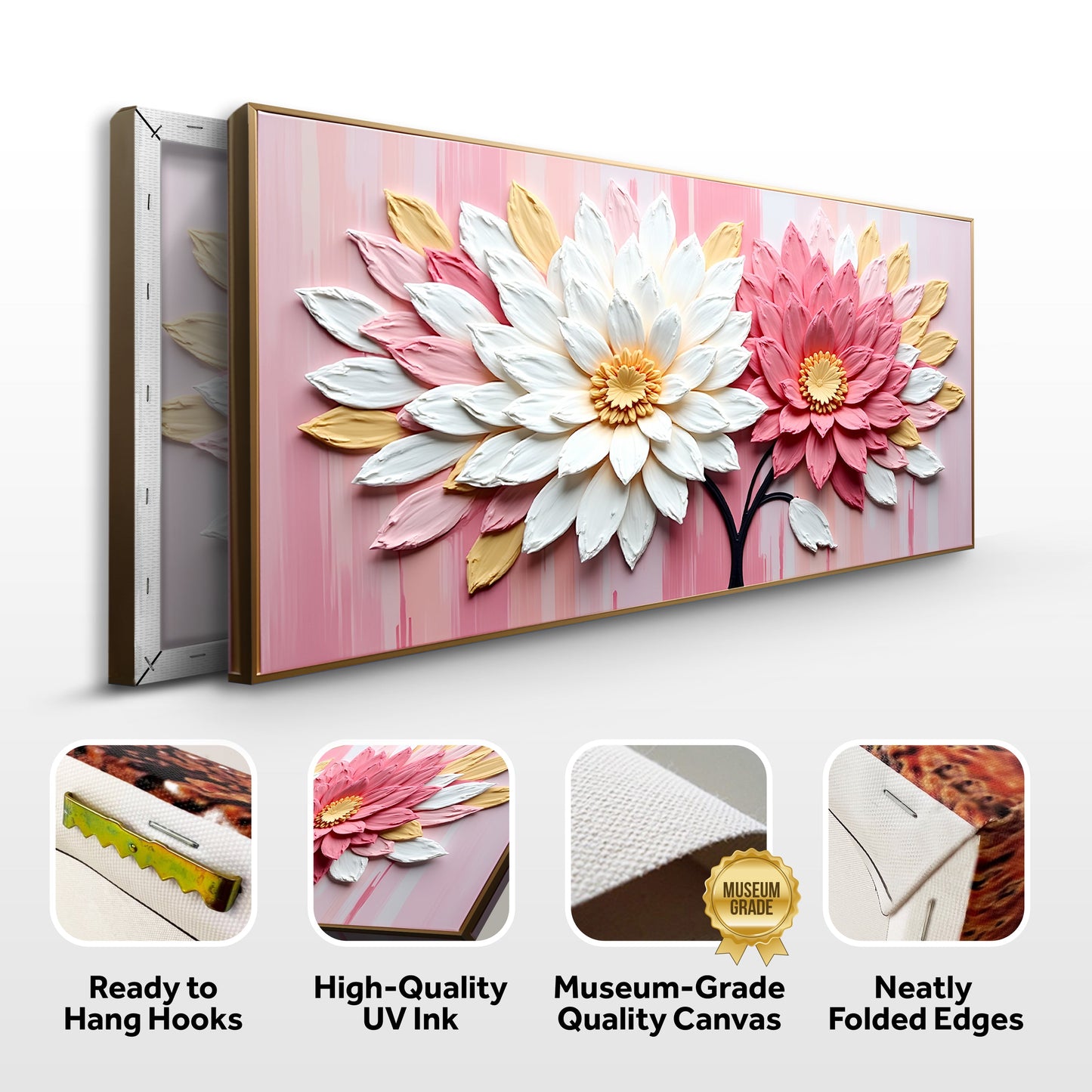 Blushing Blooms Pink Floral Canvas Wall Art