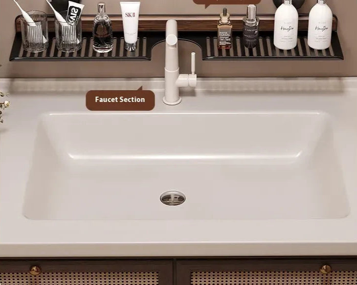 Bathroom Sink Organizer Shelf with Suction Cups for Faucet Space